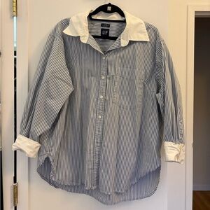 GAP Striped Button Down - Size L Petite